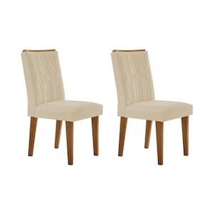 Cadeira Sala de Jantar Alegra Madeira Kit 2 Un Capuccino - Veludo Creme - Rufato