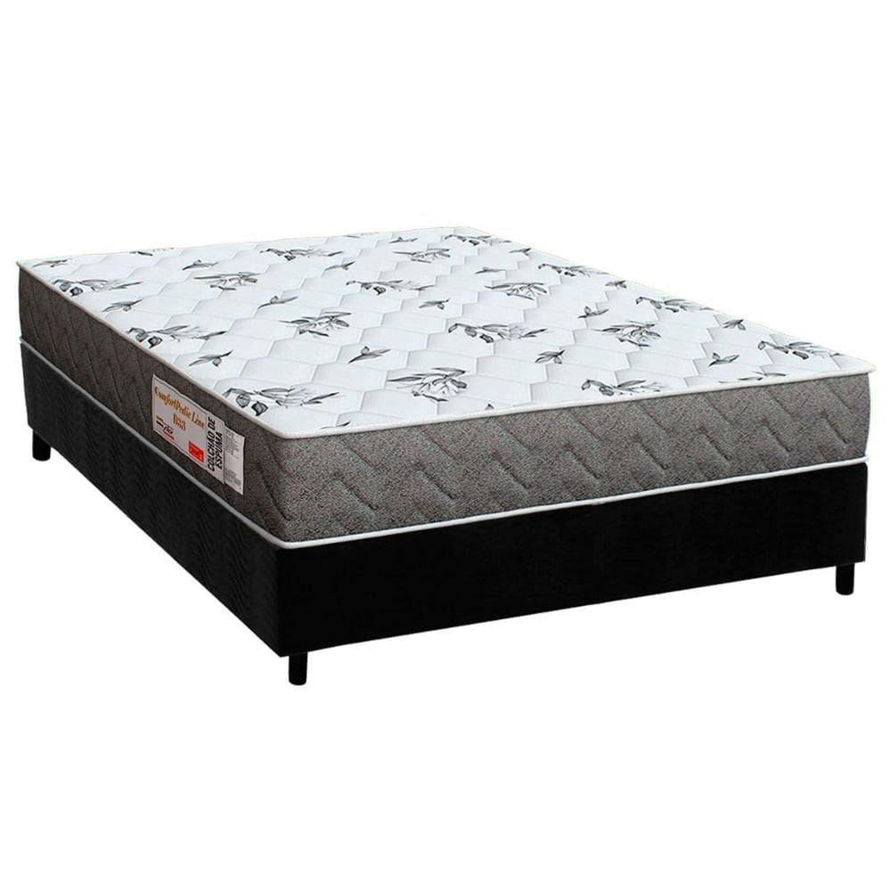 Conjunto Box Casal: Colchão Espuma Orthoflex D33 ComfortPedic Black + Base CRC Suede Black(138x188)