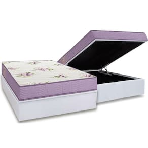 Conjunto Box Baú Casal: Colchão Espuma Ortobom D23 Physical Super Resistente Bordado + Base CRC Courano White(138x188)