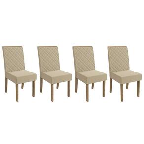 Cadeira Sala de Jantar 2CAD149NG Kit 4 Un Nogueira/Linho Bege A019 - Kappesberg