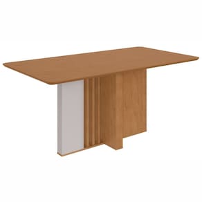 Mesa de Jantar 170x90cm Tampo Mdf no Glass Astrid Amêndoa/Off White