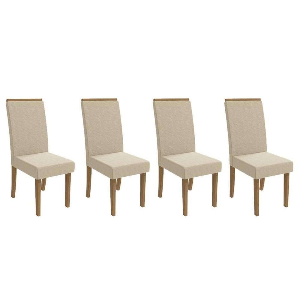 Cadeira Sala de Jantar 2CAD142FR Kit 4 Un Freijó - Assento/Encosto Linho Bege A019 - Kappesberg