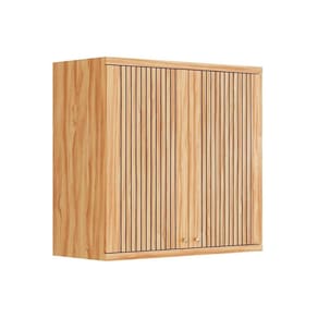 Armário Aéreo p/ Cozinha Sauvignon 2 Portas Ripadas 80cm Amendoa - Ronipa