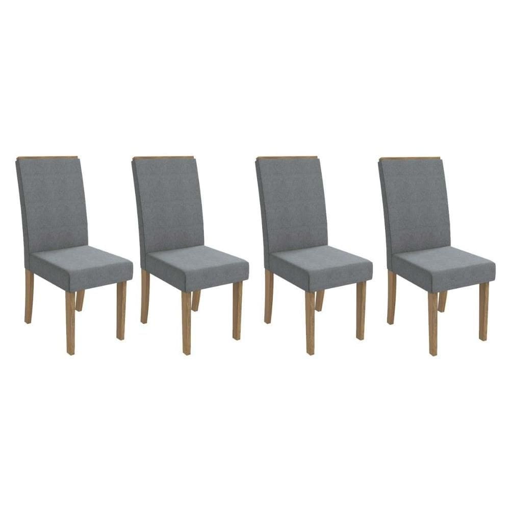 Cadeira Sala de Jantar 2CAD142NG Kit 4 Un Nogueira/Linho Cinza A056 - Kappesberg