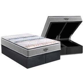 Cama Box Baú Queen: Colchão Anatômico Probel Compact AG 65 / D33 / Guarda Costas Extreme Resistence + Base CRC Suede Gray(158x198)