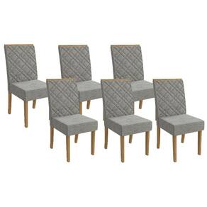 Cadeira Sala de Jantar 2CAD149FR Kit 6 Un Freijó - Assento/Encosto Linho Cinza Mesclado - Kappesberg