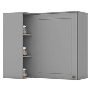 Armário Aéreo Canto Reto 1 Porta Nova York Cinza - Henn
