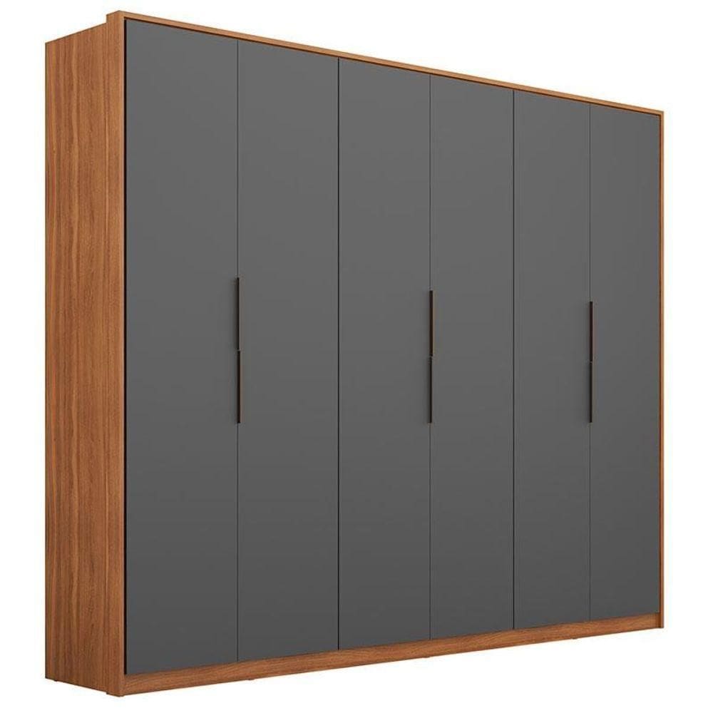 Guarda Roupa Casal Atrice 6 Portas Amêndola Grafito