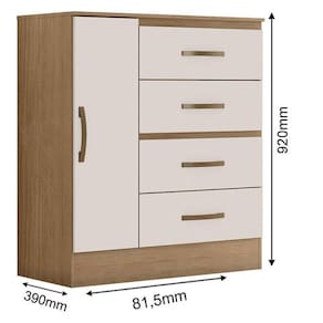 Guarda Roupa Casal Capela E Cômoda 4 Gavetas 01 Porta Lite Nature Off White - Móveis Leão