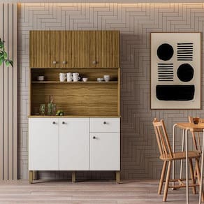 Kit Cozinha Ambiente Style 6 Portas Freijó Supremo Ripado - Kits Paraná