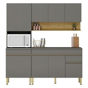 Cozinha Modulada Line Composição 7 Gris Freijó - Kits Paraná