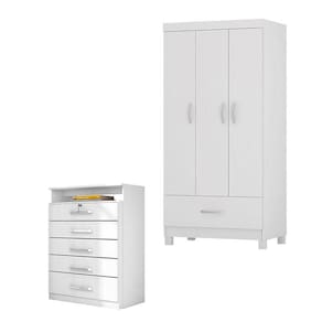 Cômoda Triunfo E Guarda Roupa Solteiro Prince Branco - Demóbile