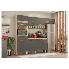 Cozinha Compacta Dama 4 Peças Avena Grafito - Demóbile