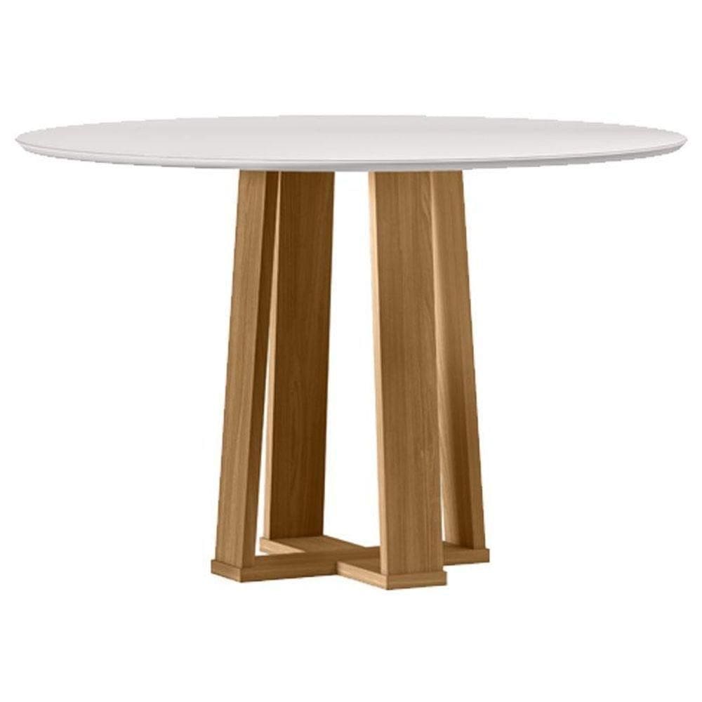 Mesa De Jantar 120 Cm Isabela Com Vidro Ype Off White - New Ceval