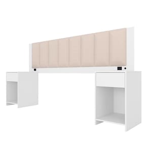 Cabeceira Estofada Cama Queen Deinze Com Led Bco/bouclé Off Whit - M.a