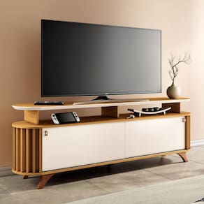 Rack para Tv até 70 Polegadas 2 Portas com Pés Ripado Alba HB Móveis