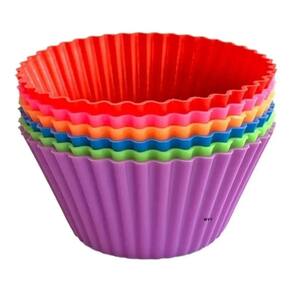 Forma Para Cupcake Redonda De Silicone Com 6 Peças Coloridas