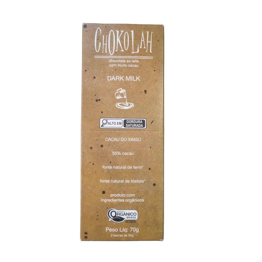 Chocolate Dark Milk 55% Cacau Açúcar Demerara Orgânico