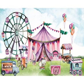 Fundo Fotográfico Em Tecido Circo Rosa 2,60X1,50.