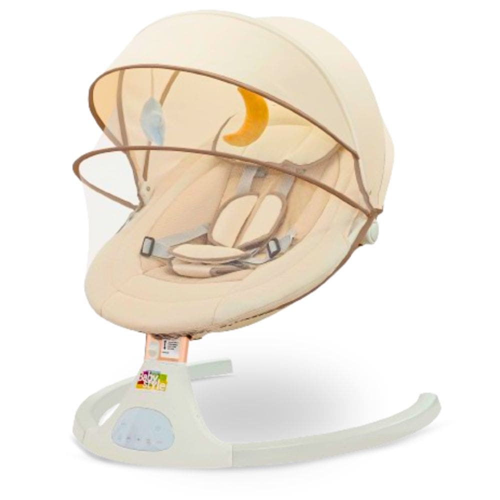 Cadeirinha De Balanço P/ Bebê Automatica Elétrica Baby Style Branca