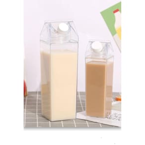 Garrafa Transparente Com Rosca 1000Ml E 500Ml Modelo Leite