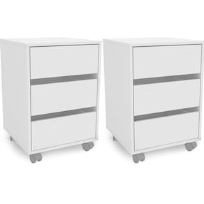Kit 2 Gaveteiros Mauá 450mm 3 Gavetas com Rodízios Branco