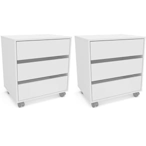 Kit 2 Gaveteiros Mauá 600mm 3 Gavetas com Rodízios Branco