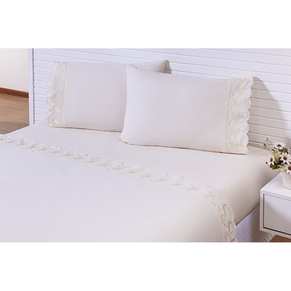 Jogo Lençol 4 Peças Viúva 120X203X30 200 Fios Bordado