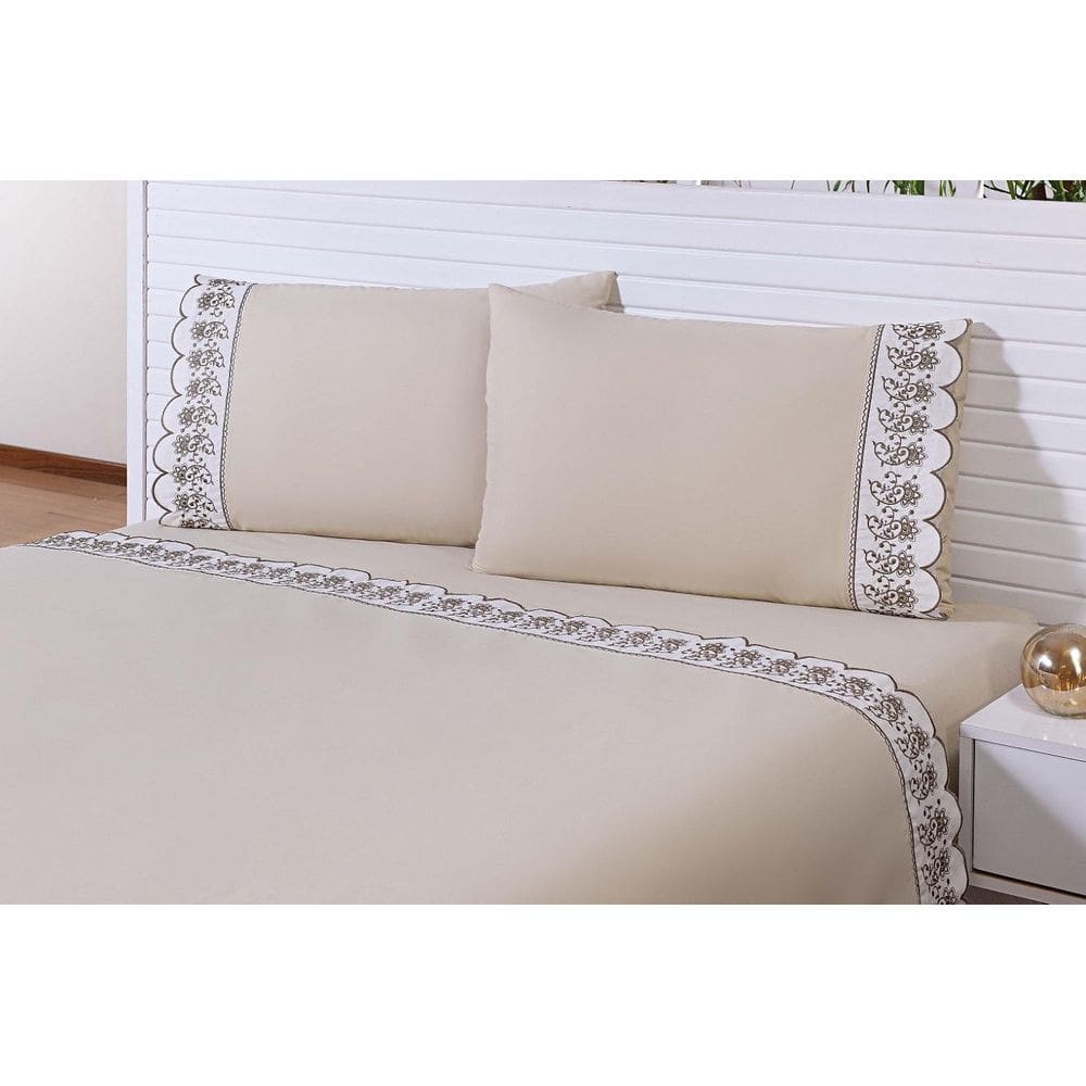 Jogo Lençol 4 Peças Viúva 120X203X30 180 Fios Bordado