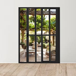 Porta Sacada de Alumínio 3 Folhas Móveis 210 X 180cm com Fechadura Linha 25 Preto