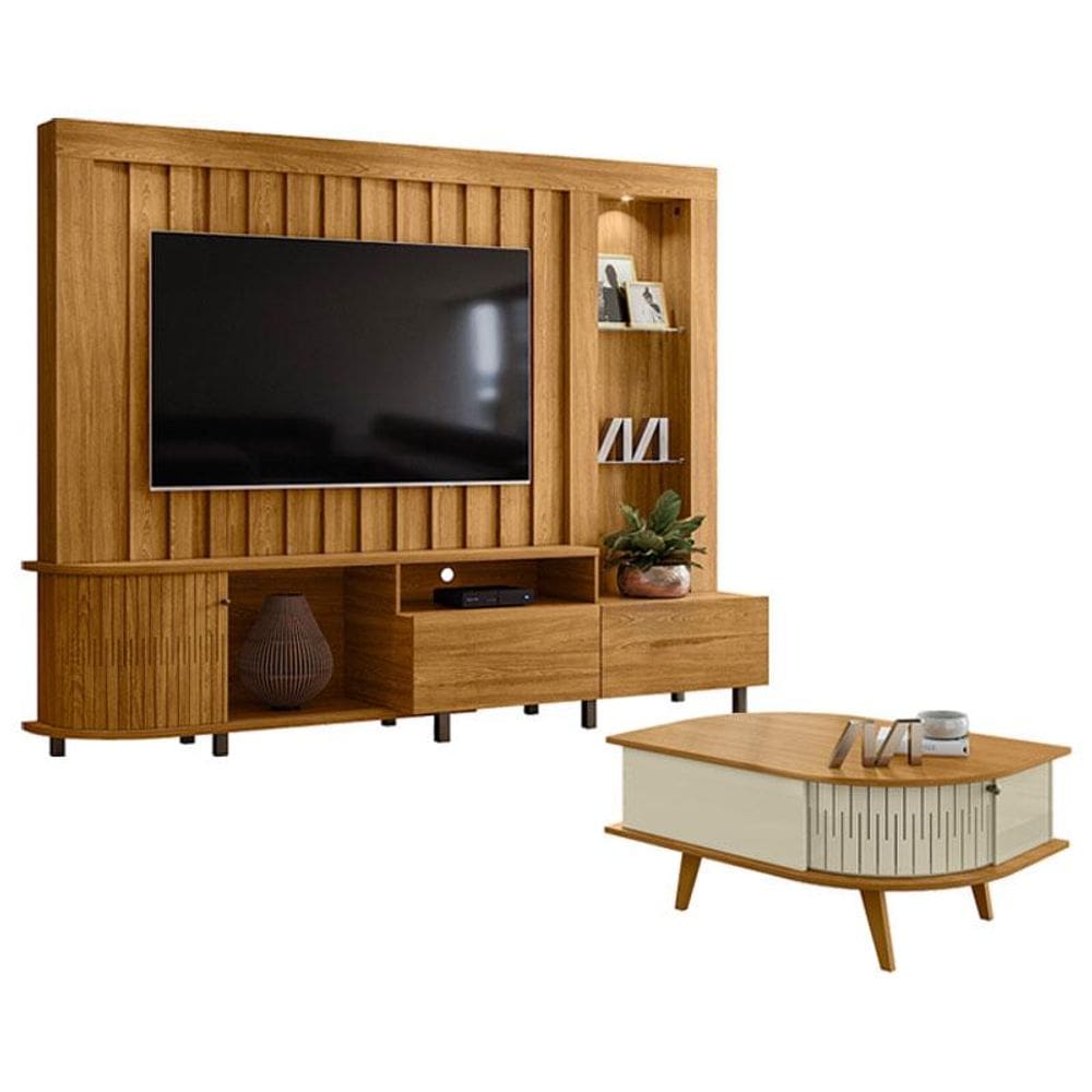Estante Home Theater Le Mans com Mesa de Centro Indianápolis Cumaru Opala – Madetec