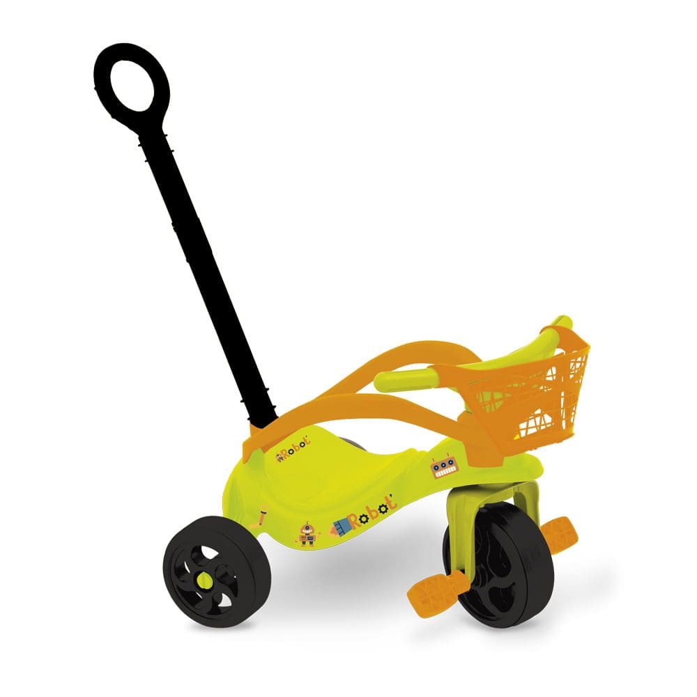 Triciclo Infantil Robô com Empurrador, Proteção e Cestinha Xalingo