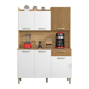 Armário de Cozinha Compacta 6 Portas e 1 Gaveta 121cm Florença Freijó/Supremo - Pallazio