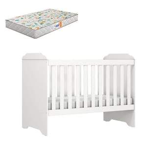 Berço Americano Mini Cama Mel Branco Brilho com Colchão Gazin - Carolina