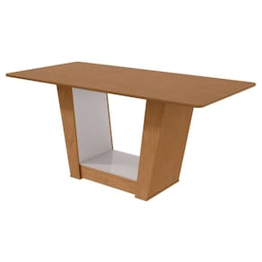 Mesa de Jantar Retangular 6 Lugares 170cm Tampo Mdf no Glass Apogeu Amêndoa/Off White