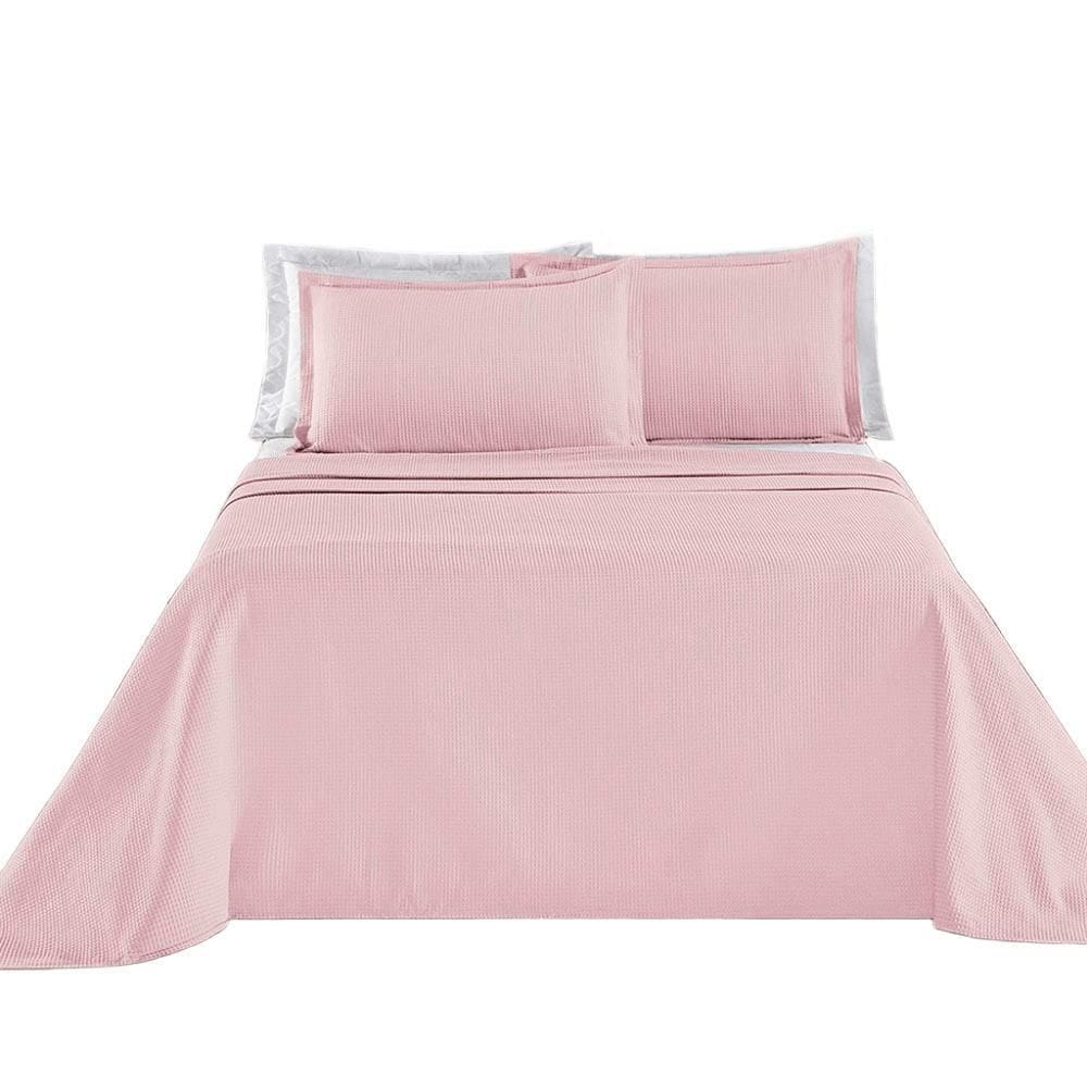 Kit Cobre Leito Colcha Lavinne Queen Dupla Face - Rosa