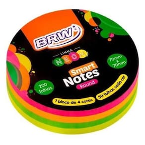 Bloco De Notas Neon Smart Notes Round Auto Adesivo - Brw