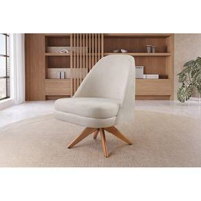 Poltrona Decorativa Giratória Linho Nude
