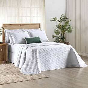 Kit Cobre Leito Colcha Marley Queen Dupla Face - Branco