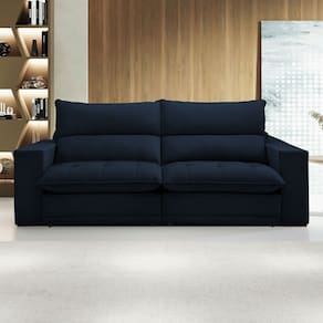 Sofá Retrátil e Reclinável Martinho 230cm Veludo Azul - Celflex