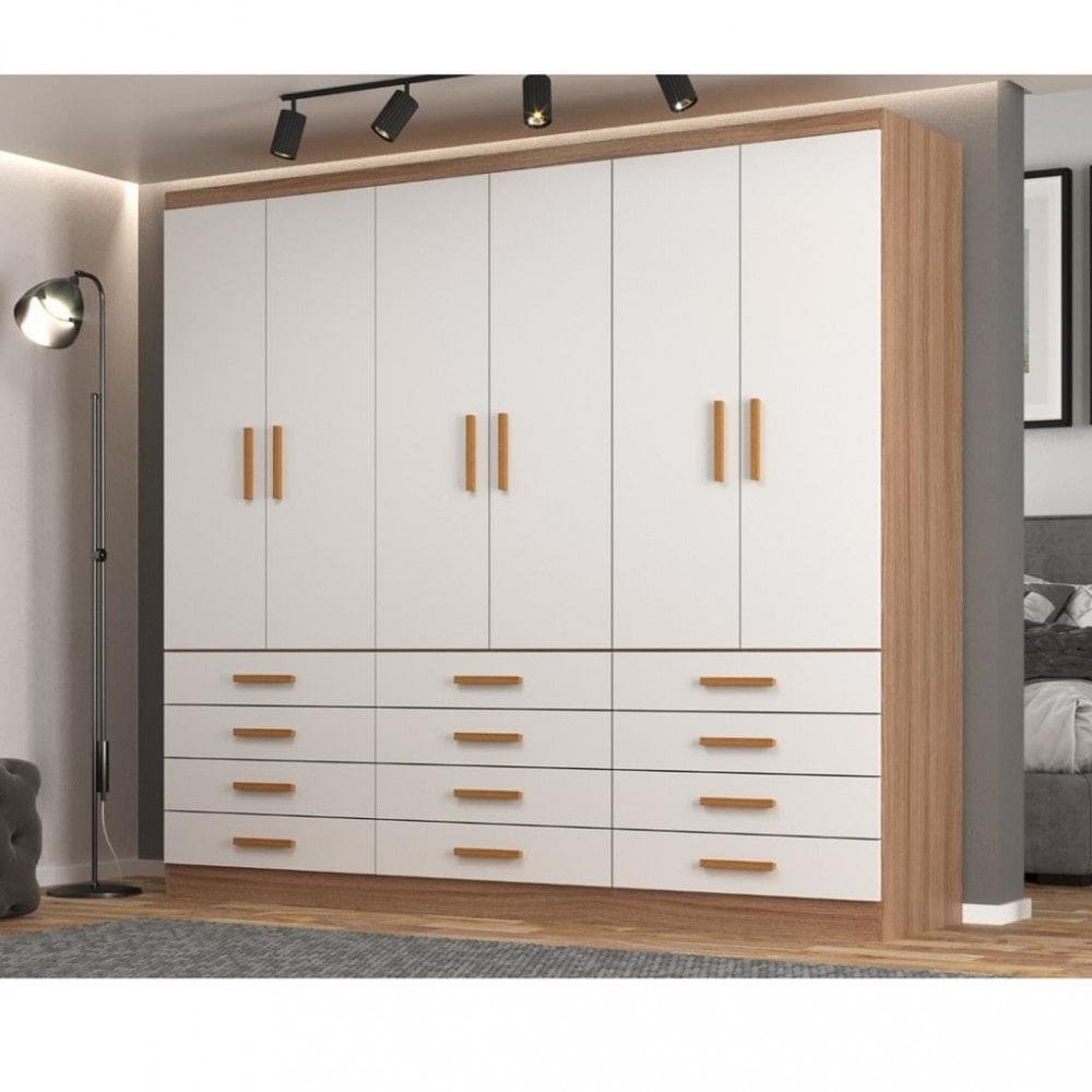 Guarda Roupa Casal 6 Portas 12 Gavetas New Mônaco Evidencia