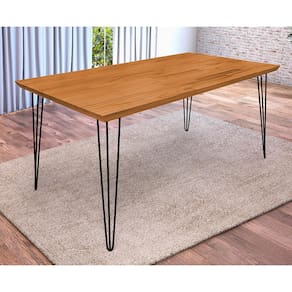 Mesa Industrial de Jantar Lanna 1,60m Hairpin Madeira Maciça - Imbuia