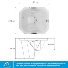 Ofurô Astra Zen Luxo 110cmx100cmx78cm sem Aquecedor 110V