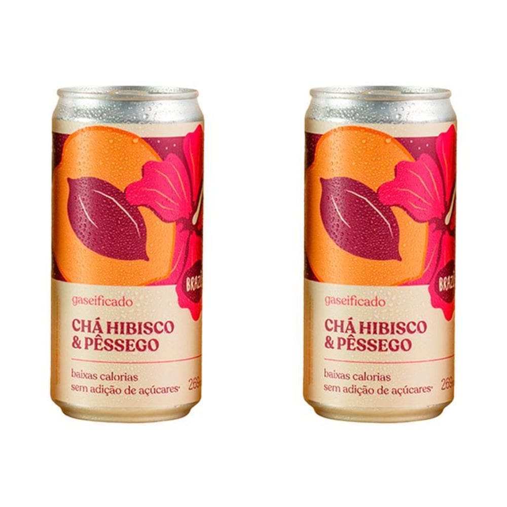 Kit 2X: Chá De Hibisco Com Pêssego Gaseificado Brazô 269Ml