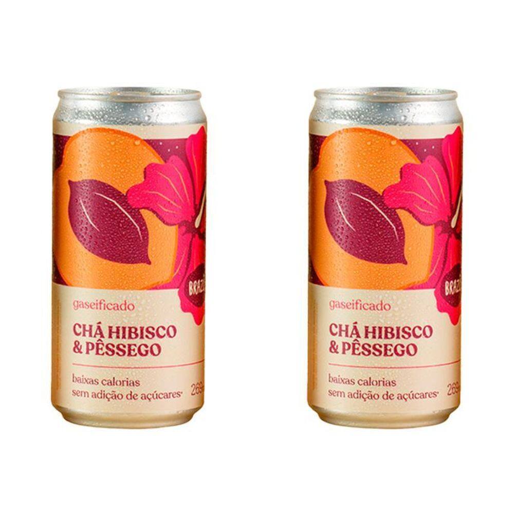 Kit 2X: Chá De Hibisco Com Pêssego Gaseificado Brazô 269Ml