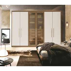 Guarda-roupa Premium 6 Portas com Espelho Reflecta Freijó