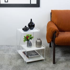 Mesa de Apoio Lateral 3 Níveis Organização Simples Branco