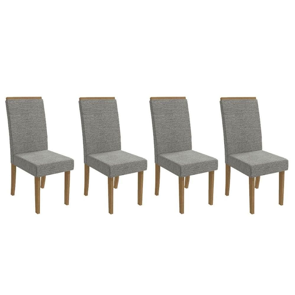 Cadeira Sala de Jantar 2CAD142FR Kit 4 Un Freijó - Assento/Encosto Linho Cinza Mesclado - Kappesberg