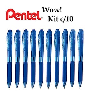 Kit 10 Caneta Esferografica Wow Azul 1.0 Mm