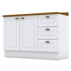 Balcão De Cozinha 120 Cm Nova York Branco Com Tampo Nature - Henn